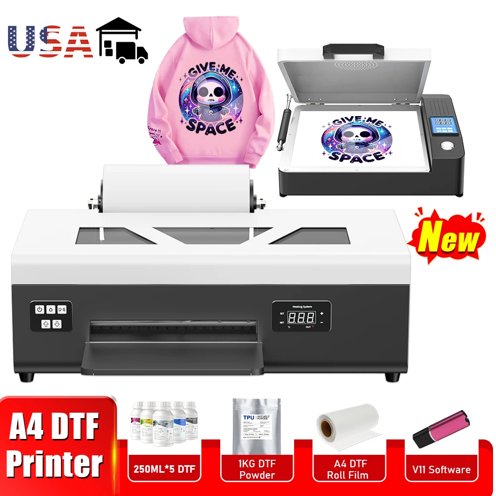 8 Inch A4 DTF Printer Bundle-L805 Direct to Film Printing Machine A4 with DTF Oven DTF Printer A4 for T-Shirts fabrics hoodies