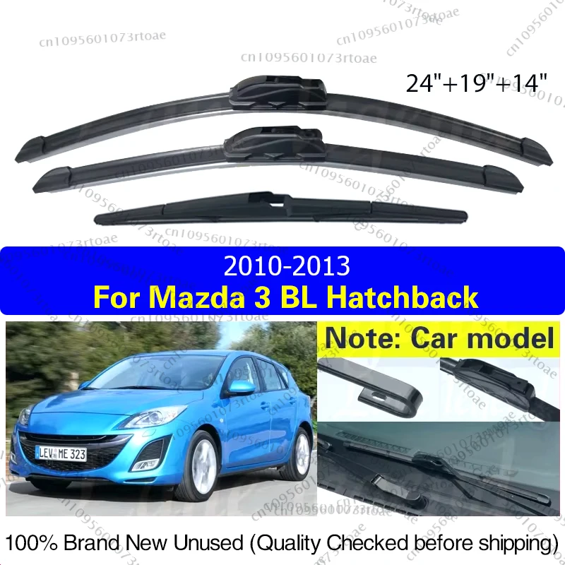 

3PCS Car Wiper For Mazda 3 BL Hatchback 2010 2011 2012 2013 Front Rear Windshield Windscreen Wiper Blade Rubber Car Accessories