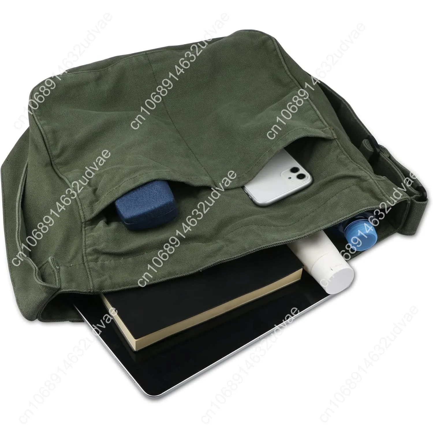 Canvas Hobo Crossbody Shoulder Tote Bag for Women and Men W/Multi-pocket Casual Purse Messenger Bags Travel Work