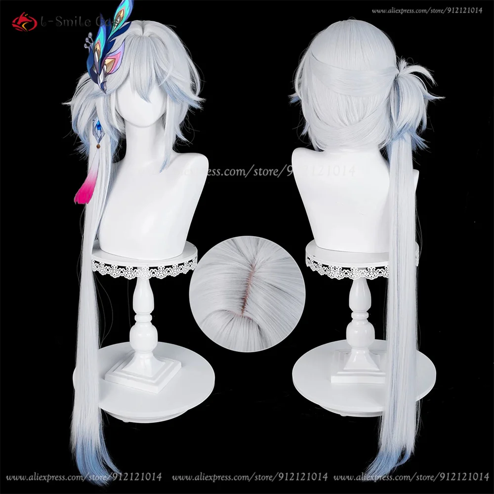 

HSR Yao Guang Cosplay Wig 98cm Silver White Blue Mixed Wigs For Women Anime Cosplay Wig Heat Resistant Synthetic Hair Halloween