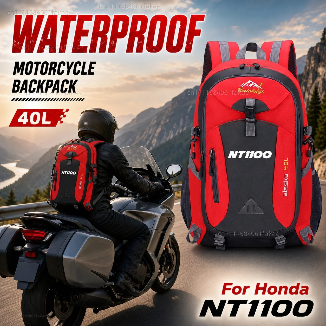Für Honda NT1100 CB1100X NT 1100 CB 1100 X Motorrad-Rucksack, 40 l, wasserdichter Reiserucksack, Outdoor-Wandern, Camping, Tagesrucksack