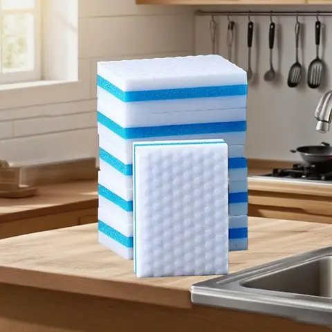 5 Pack Kitchen Cleaning Sponges, Ready to use When Wet,Two-Color Nano,Cleaning Cleaning Supplies for Home and Kitchen, Anti-Scratch Scrubbing Sponges,Three-Layer Design