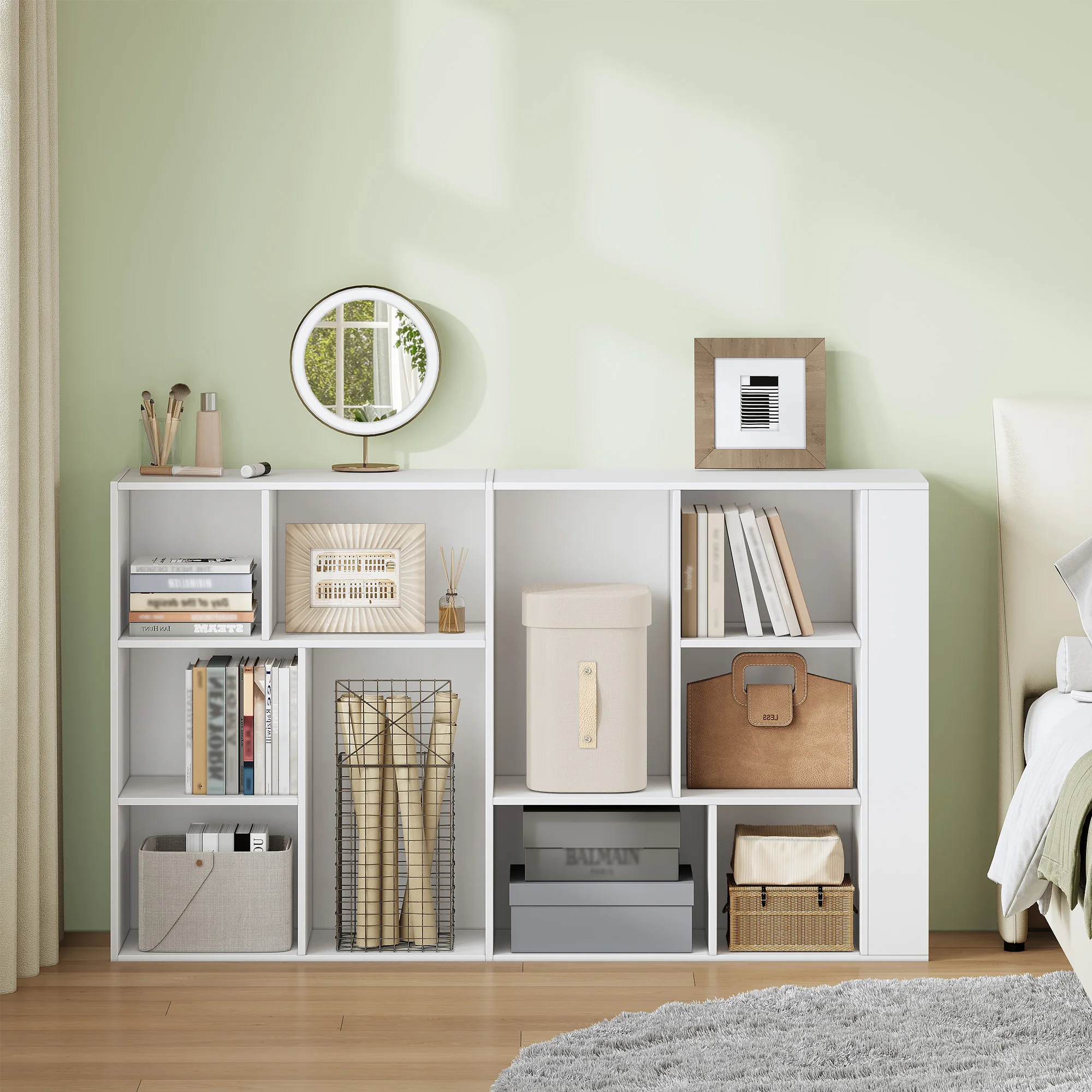 Estantería con 10 Compartimentos, Estante Modular, Estante Vertical, Estante de Oficina, Vertical y Horizontal, 2 Tipos de Colocación