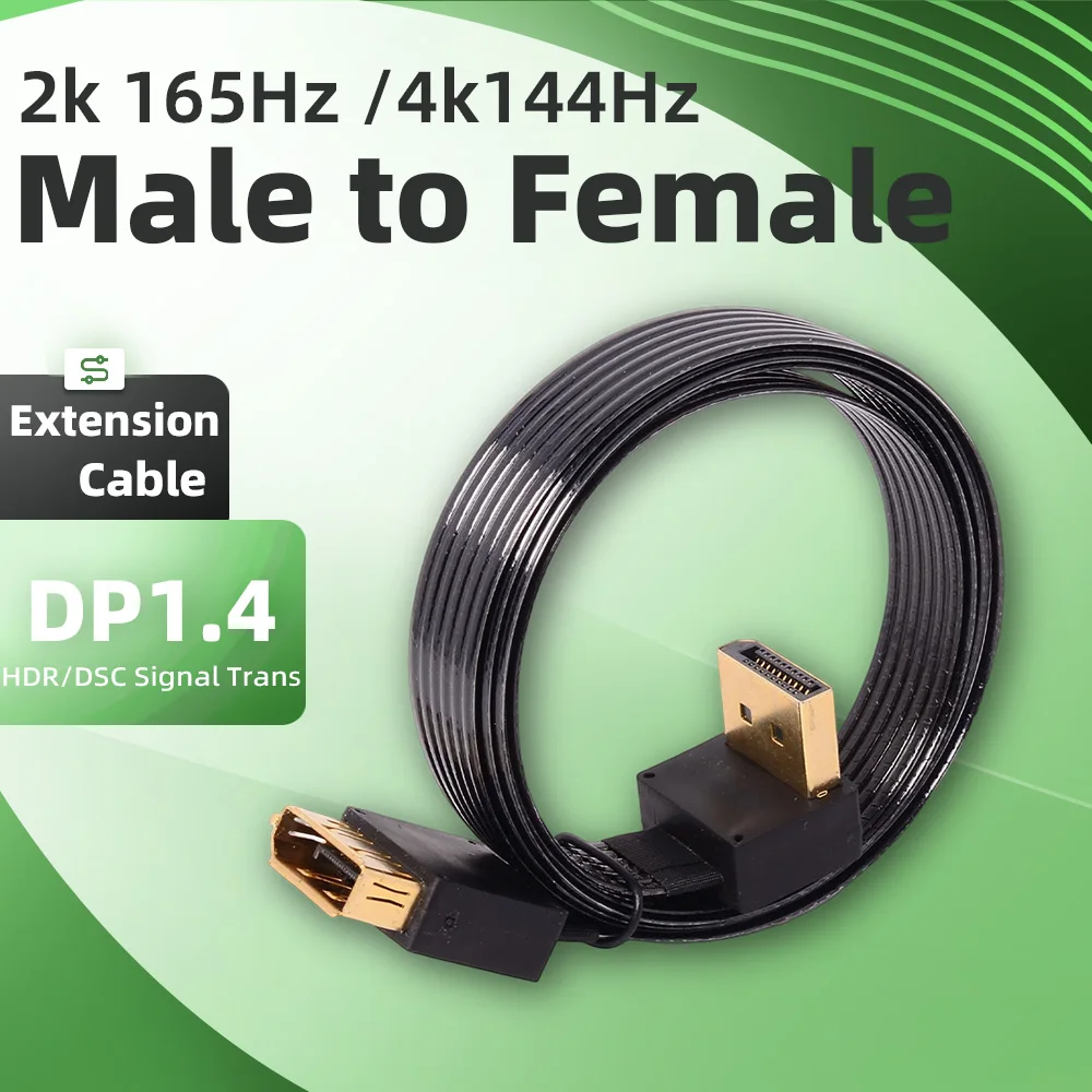 DisplayPort DP Male Left & Right &Up & Down 90 Degree Angle to Female Socket Panel Mount Extension Cable 5-3m customize