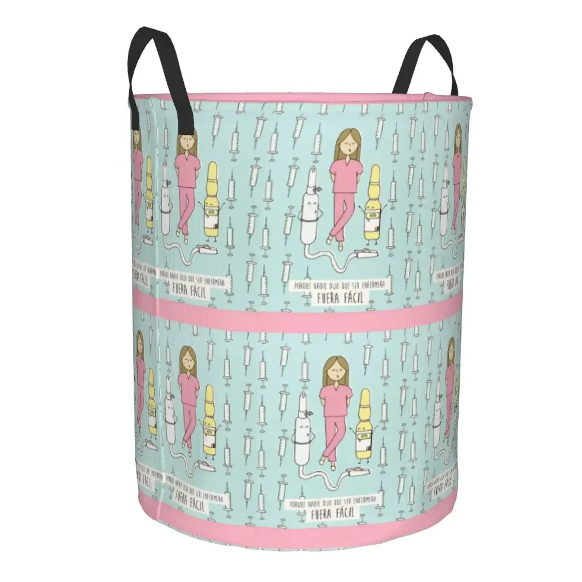 Cartoon Ladies Nurse Doctor Printed Laundry Basket Collapsible Large Clothing Storage Bin Baby Hamper