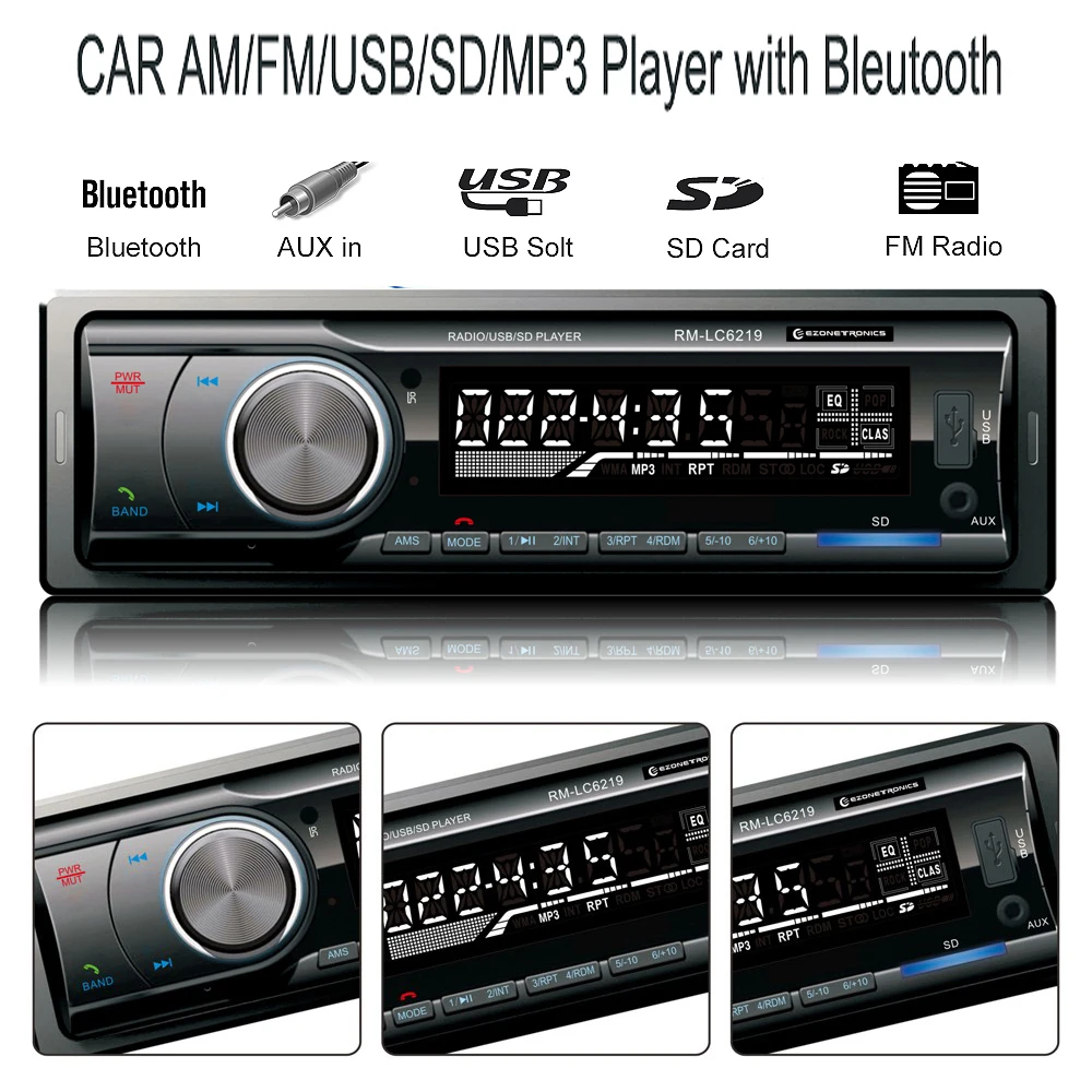 12 V Car Radio Audio Player Stereo MP3 FM Transmitter Support FM USB / SD / MMC Card Reader 1 DIN In Dash Car Electronics