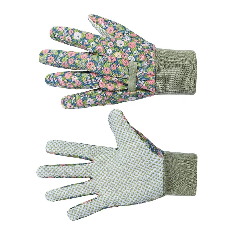 Garden Non Slip Protective Gloves PVC Dot Beading For Gardening Flower Planting Work