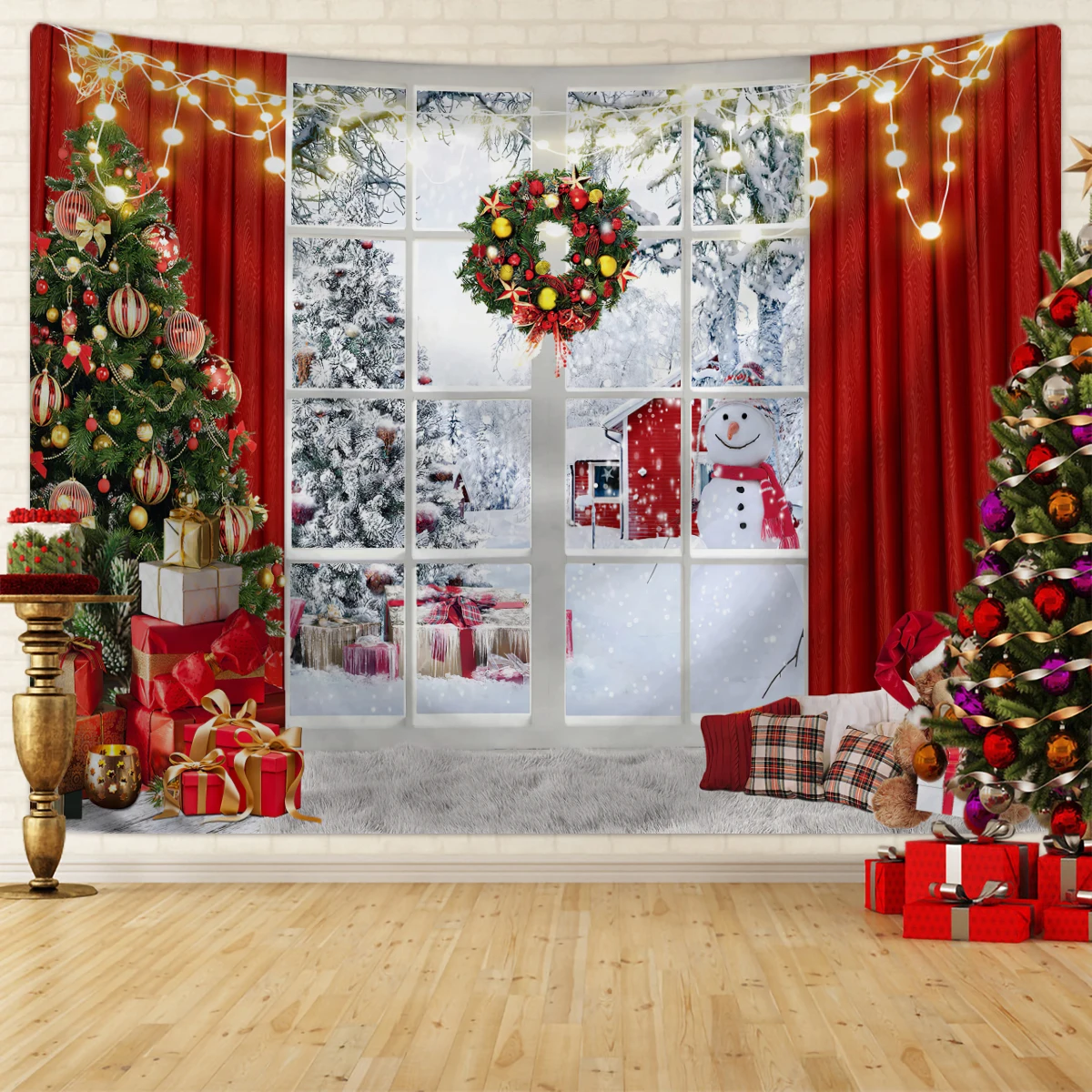 1pc クリスマスタペストリー、クリスマスツリー雪景色写真撮 - Home Decor Brand のレビューと価格