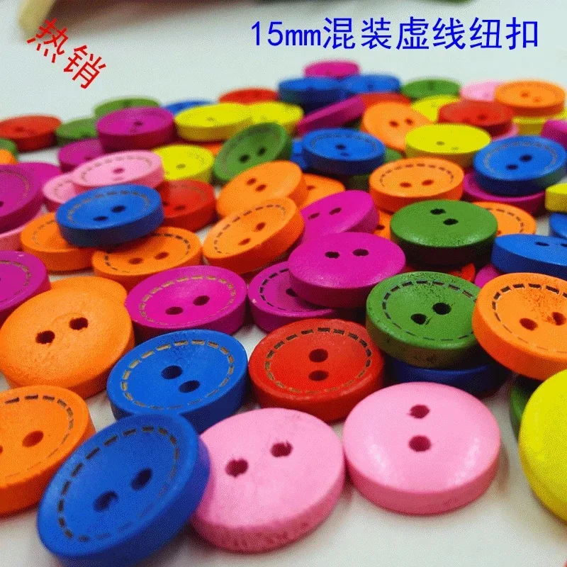 

15/20/25 мм разноцветные деревянные пуговицы в горошек, смешанные пуговицы, аксессуары, сшитые вручную, деревянные пуговицы