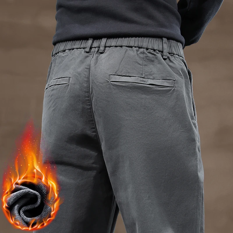 

Зимние мужские тонкие флисовые брюки, модные деловые прямые эластичные удобные утолщенные повседневные флисовые брюки мужские