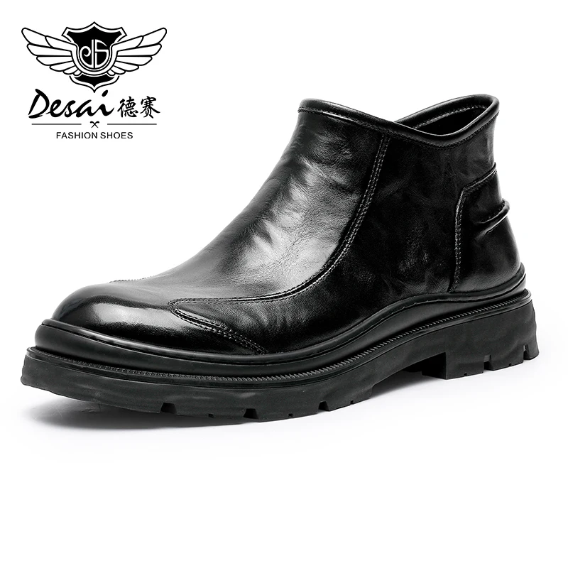 Desai Chelsea Boots for Men Genuine Leather Anti Slip-On Business Men Ankle Boots 2023 Fashion New Arrival