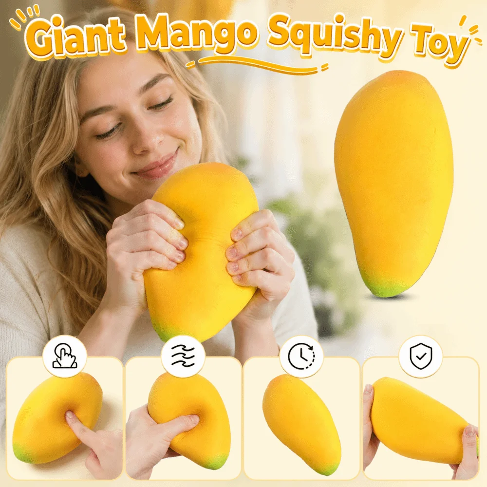 16cm Giant Mango Squishy Toy Super Soft Anxiety Relief Mango Squeeze Toy Elastic Comfortable Realistic Fruits Pinch