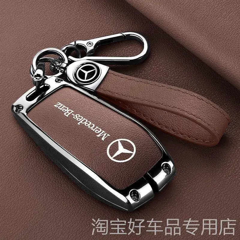 Car Alloy Key Case Key Bag Shell Key Chain For Mercedes Benz A C E S G Class GLC CLE CLA GLB GLS W177 W205 W213 W222 X167 AMG