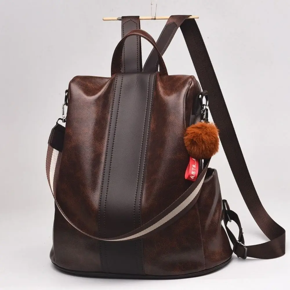 ポータブルPUレザーラップトップスクールバッグ無地防水大容量バックパックシンプルデイパックカレッジバックパックティーンエイジャー向け