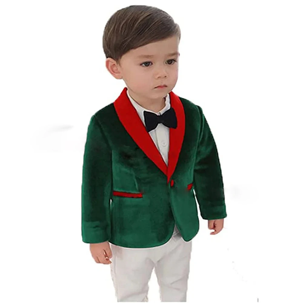

Бархатный костюм для мальчиков из 2 предметов, куртка, брюки, черный атласный пиджак с шалевым воротником для детей, свадебный смокинг, модная одежда для детей 2–16 лет