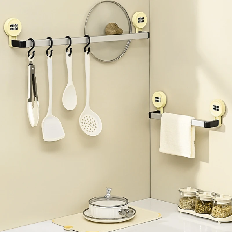Suction Cup Towel Rack Without Punching, Bathroom Towel Pole, Towel Storage Rack, Slipper Rack, Kitchen Cloth Storage Rack