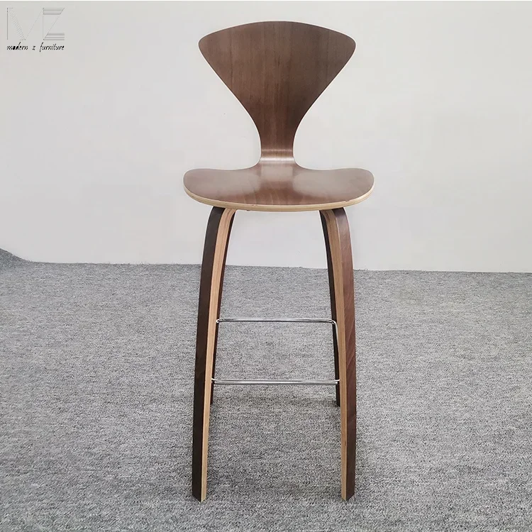 Nordic Modern Silla De Bar Plywood Solid Wooden Barstool Norman Cherner Wood High Chair Wood Counter Bar Stool for Kitchen