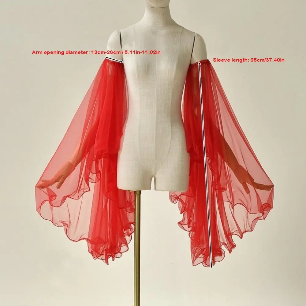 1 زوج خفيفة الوزن أنيقة فستان المرأة الأكمام طويلة تول شير تول قفازات انفصال أغطية للذراع فستان الزفاف اكسسوارات