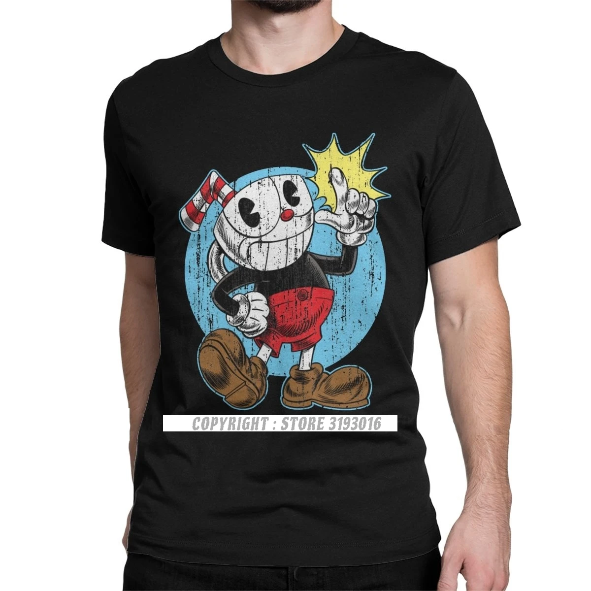 Cuphead T-Shirt Game Mugman Cup Mouse Funny Cotton Tee Shirt Camisas 3D Tshirts Christmas Day Gift Tshirt Man