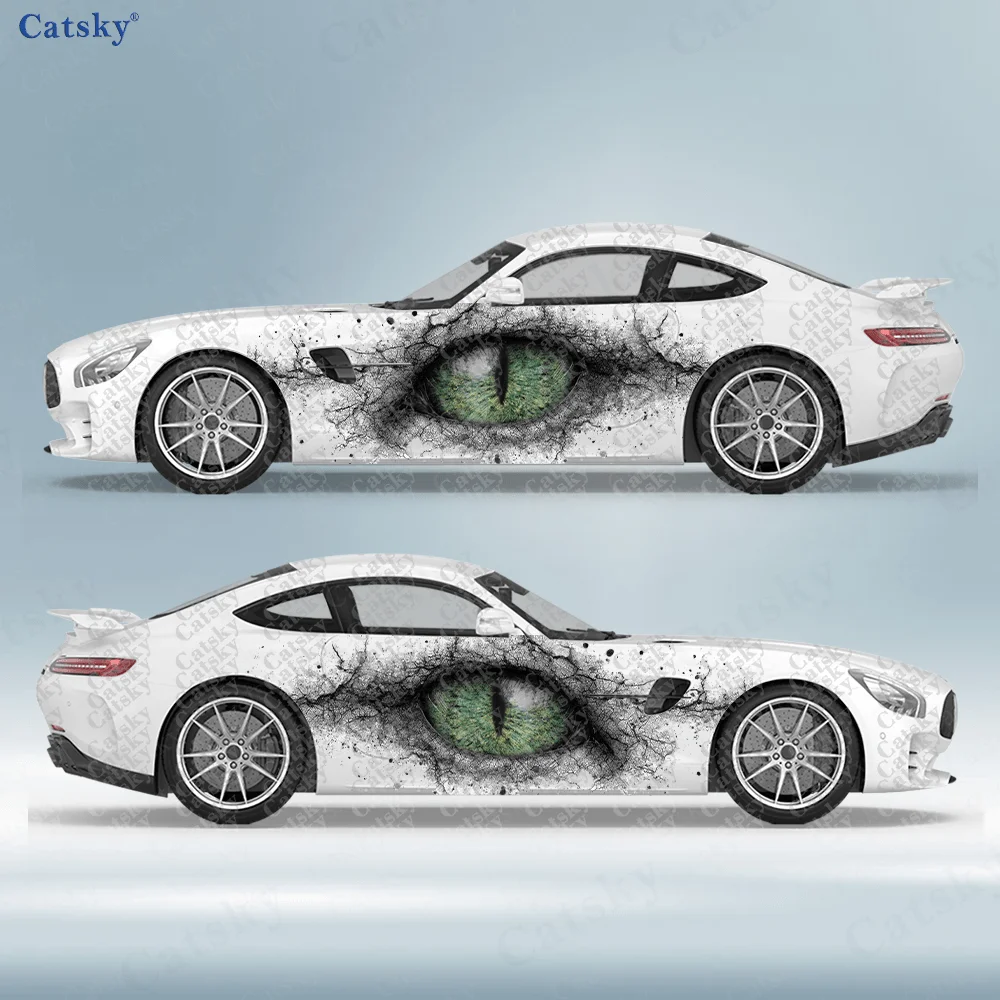 

2pcs Vertical Pupil Green Animal Eye Stickers, Durable, Fade-resistant, Self-Adhesive PVC Waterproof & Scratch-Resistant Sticker