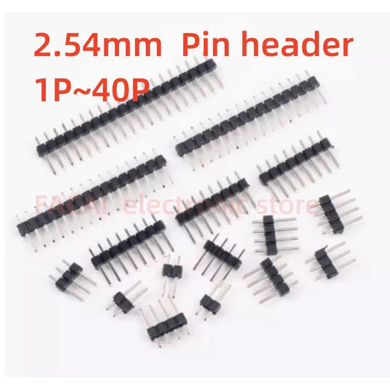 

100pcs/10pcs pitch 2.54MM pin header 1P/2P/3P/4P/40P BLACK 2.54 pitch pin connector Needle row Single Row for Arduino