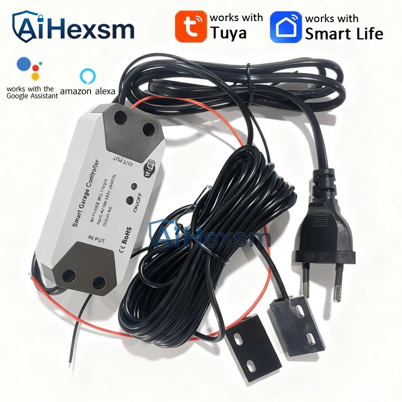 EU plug NEW TUYA WIFI Smart Garage Door Opener Controller Work with Alexa,Google Home,SmartLife,Tuya App Control,No Hub Required