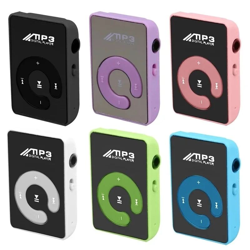 Portable Mini Mp3 Clip Card MP3 Music Player Mirror Card Clip High Quality Digital Music Media Playback Support SD TF Card