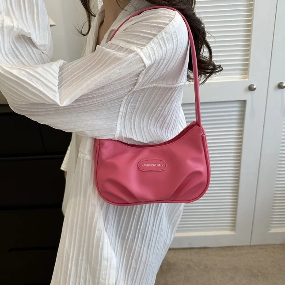 

PU Half-moon Shoulder Bag Letter Phone Bag Y2k Style Underarm Bag Large Capacity Makeup Lipstick Bag Leather Handbag Shopping