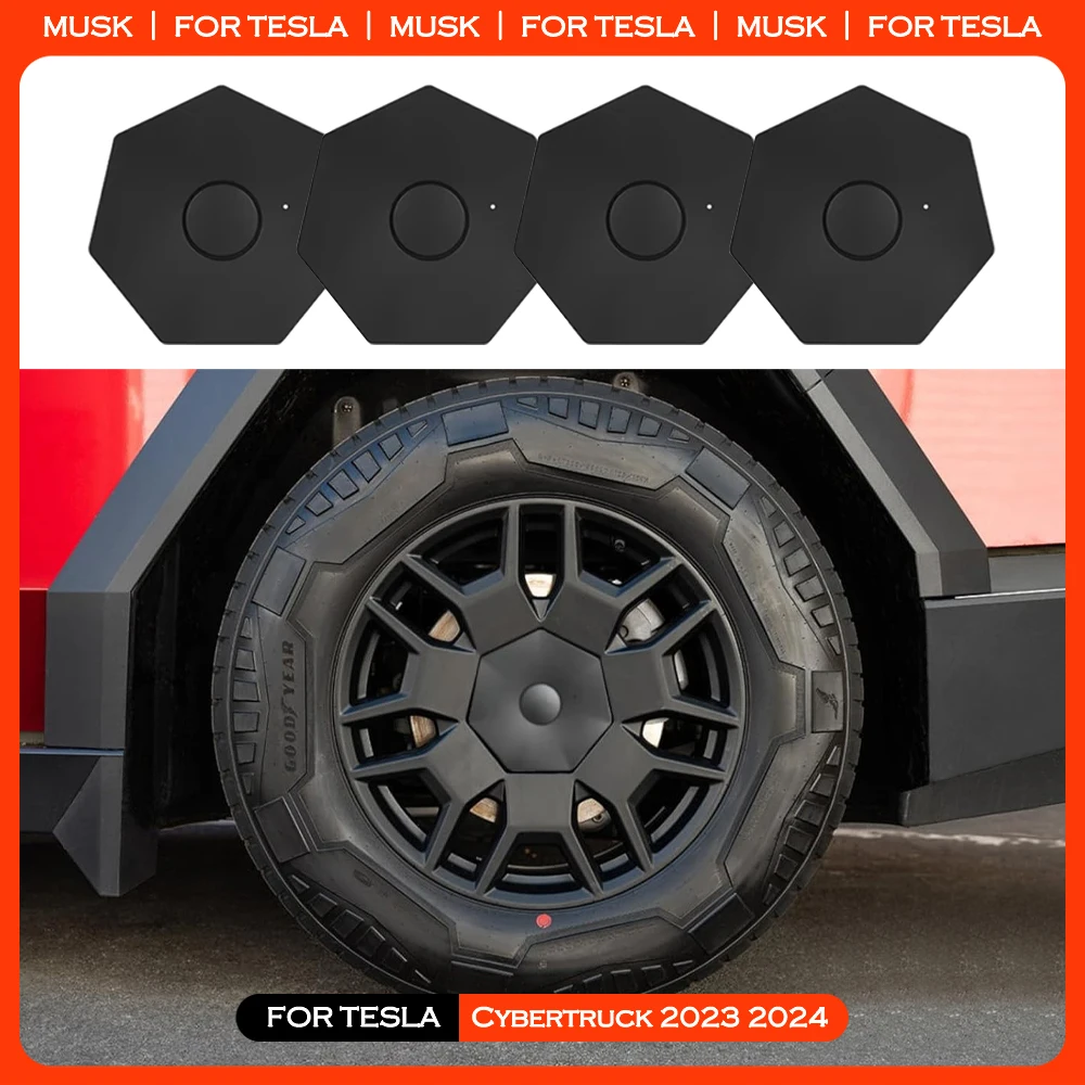 

For Tesla Cybertruck 2024 4PCS Car Center Wheel Hub Caps ABS Replacement Wheel Caps Full Rim Cover Modification Accessories