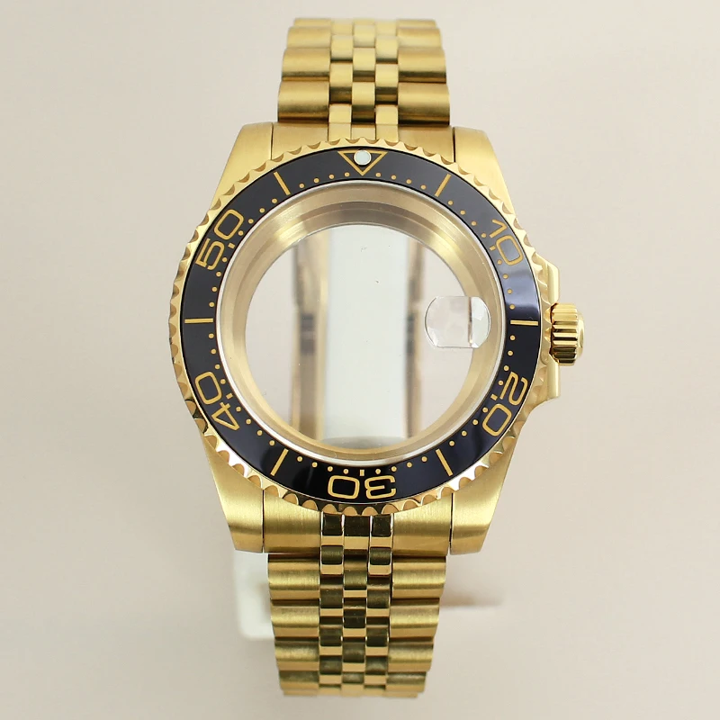 Pvd Gold 40 мм 20ATM Diver Cases Ремешок с сапфировым стеклом для NH35 NH36 NH34 NH70 4R36 8215 2824 GMT SUB Корпус для часов Jubilee Нержавеющая сталь