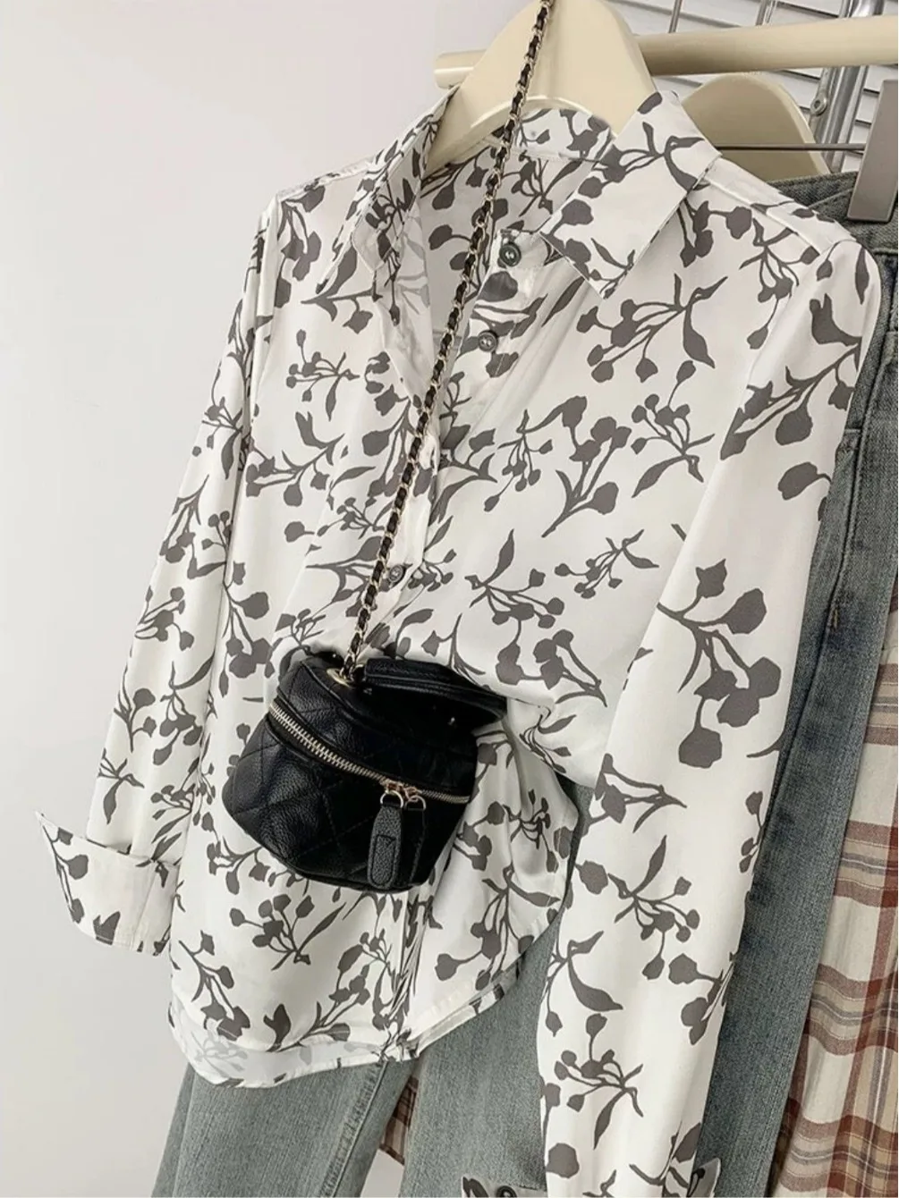 

Женская повседневная блузка с ретро-принтом, длинная, на весну-осень, новинка, высокое качество, уникальный индивидуальный дизайн, модный топ для женщин