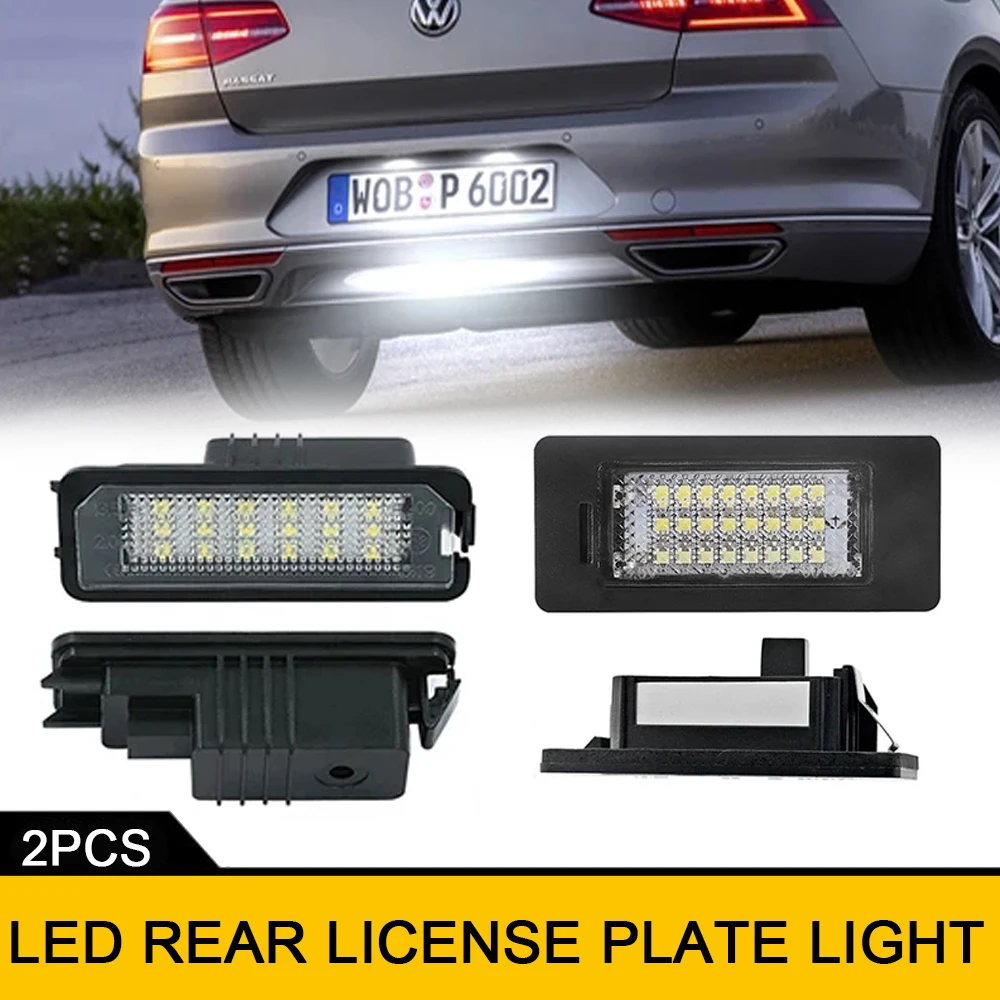 

2Pcs Backup LED License Number Plate Lights For Volkswagen Atlas Amarok Arteon Bora Beetle Caddy Crafter Passat CC Eos Fox Golf