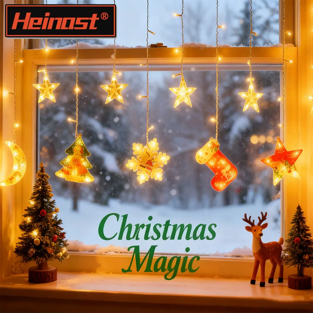 أضواء عيد الميلاد LED سلسلة أضواء الجنية الستار ضوء لقضاء عطلة حفل زفاف السنة الجديدة حديقة غرفة الديكور مصباح شريطي