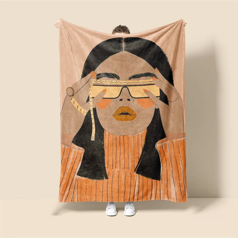 Morandi Color Blanket Abstract Botanical Graffiti Design Scandinavian Minimalist Sofa Blanket Cafe Home Dual Purpose