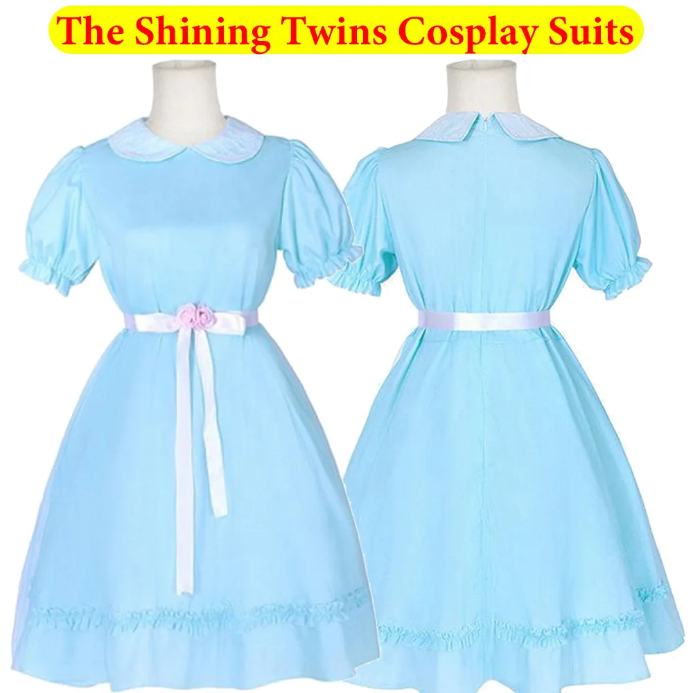 

Fantasia The Shining Cosplay Twins Costume Blue Dress Dresses Clothing Adult Female Women Outfits Halloween Carnival Party Suit