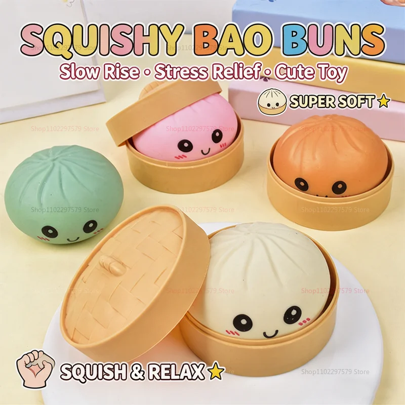 

Mini Squishy Dumpling Realistic Bun Sensory Fidget Toys Colored Glitter Steamer Bun Decompression Ball Small Squeezable Toys