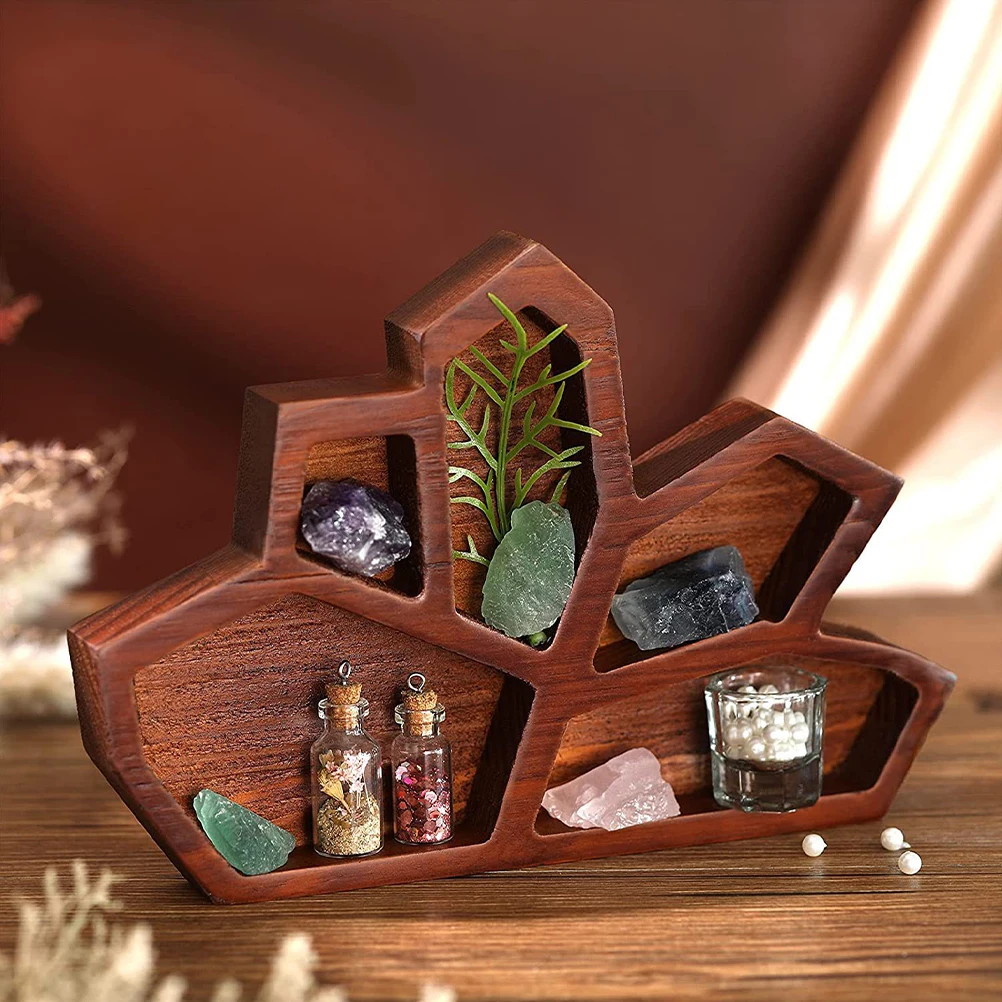

Wooden Crystal Display Tray Natural Stone Storage Holder For Jewelry Beads Bracelets Organizer Home Decor Plate