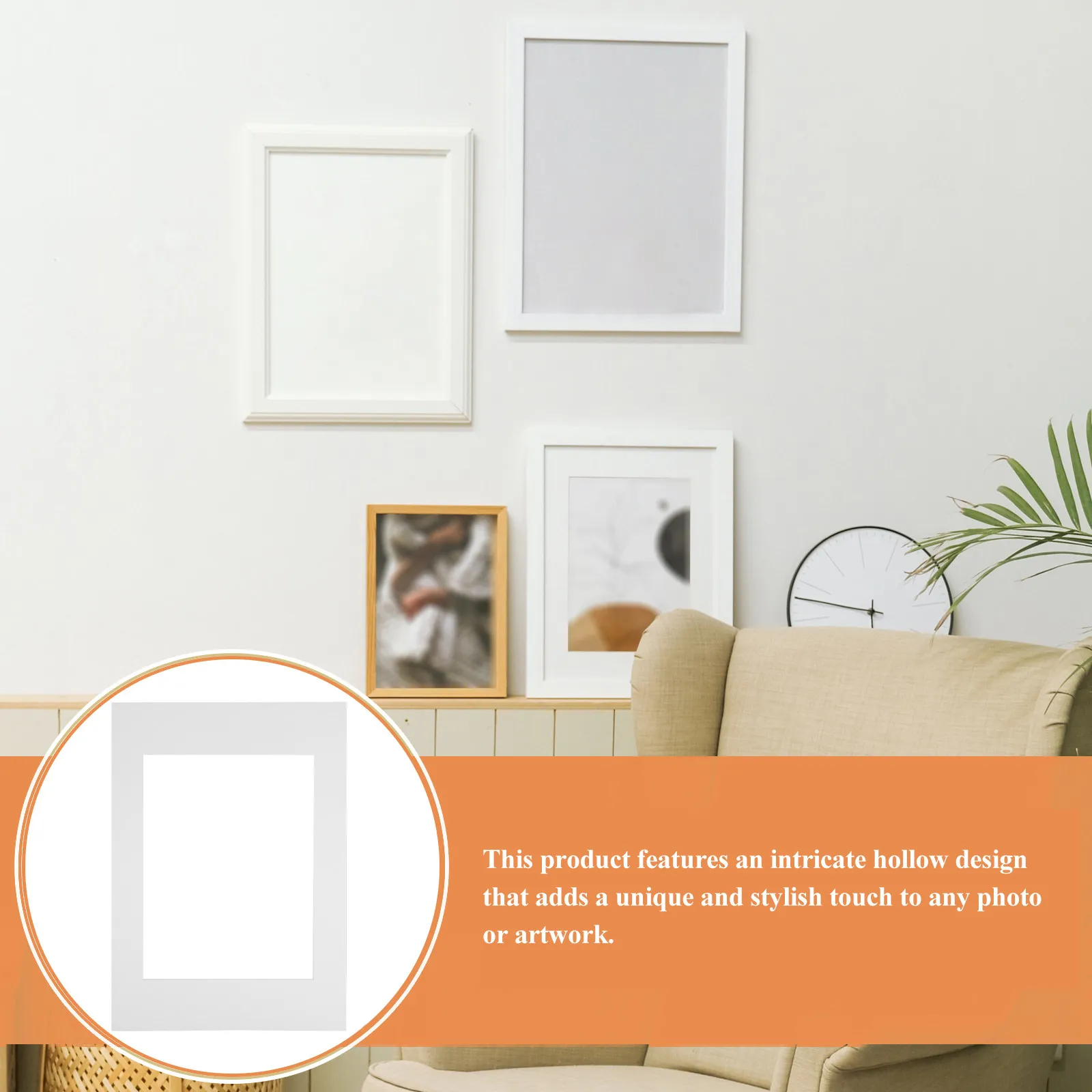10Pcs White Cardboard Mat Board for Picture Frames A4 Photo Art Print Display Round Square Cutouts DIY Framing Craft Photo Mats