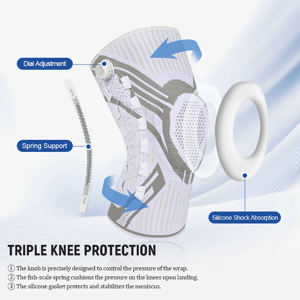LOOGDEEL 1PCS Sweat Wicking Adjustable Joint Recovery Pro Knee Brace Meniscus Patella Protector Powerlifting Hiking Football