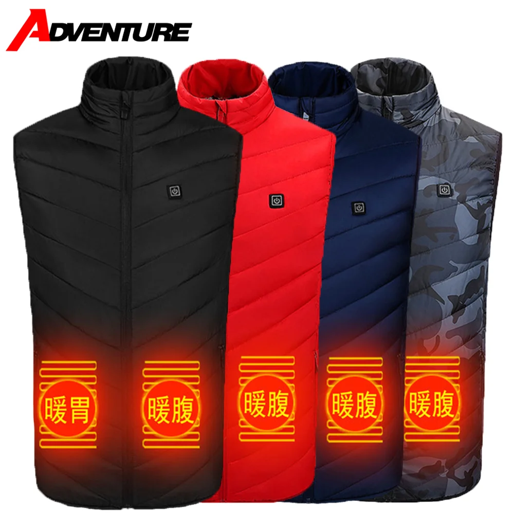 

Heated Vest Man Motorcycle Heating Jacket Electrical USB Battery Powered Outdoor Fishing Hunting Waistcoat Hiking Vest S-6XL