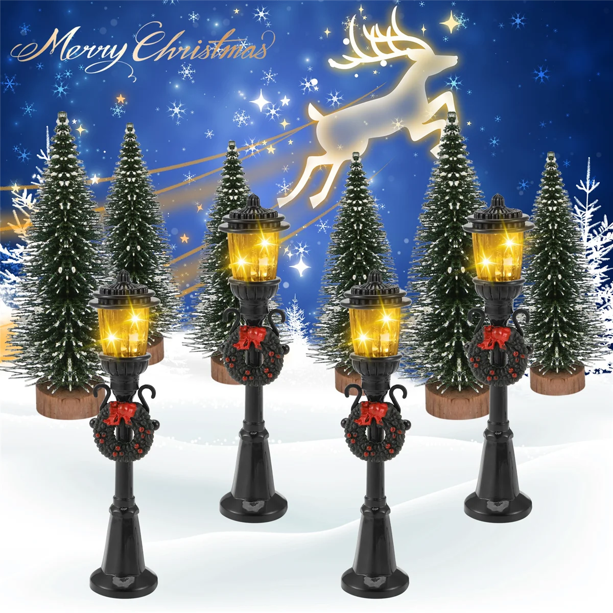 

AA84 4 шт. мини-Рождественская лампа, поезд, лампа, миниатюрный уличный фонарь, декоративные светильники для DIY, кукольный домик, деревенская дорожка