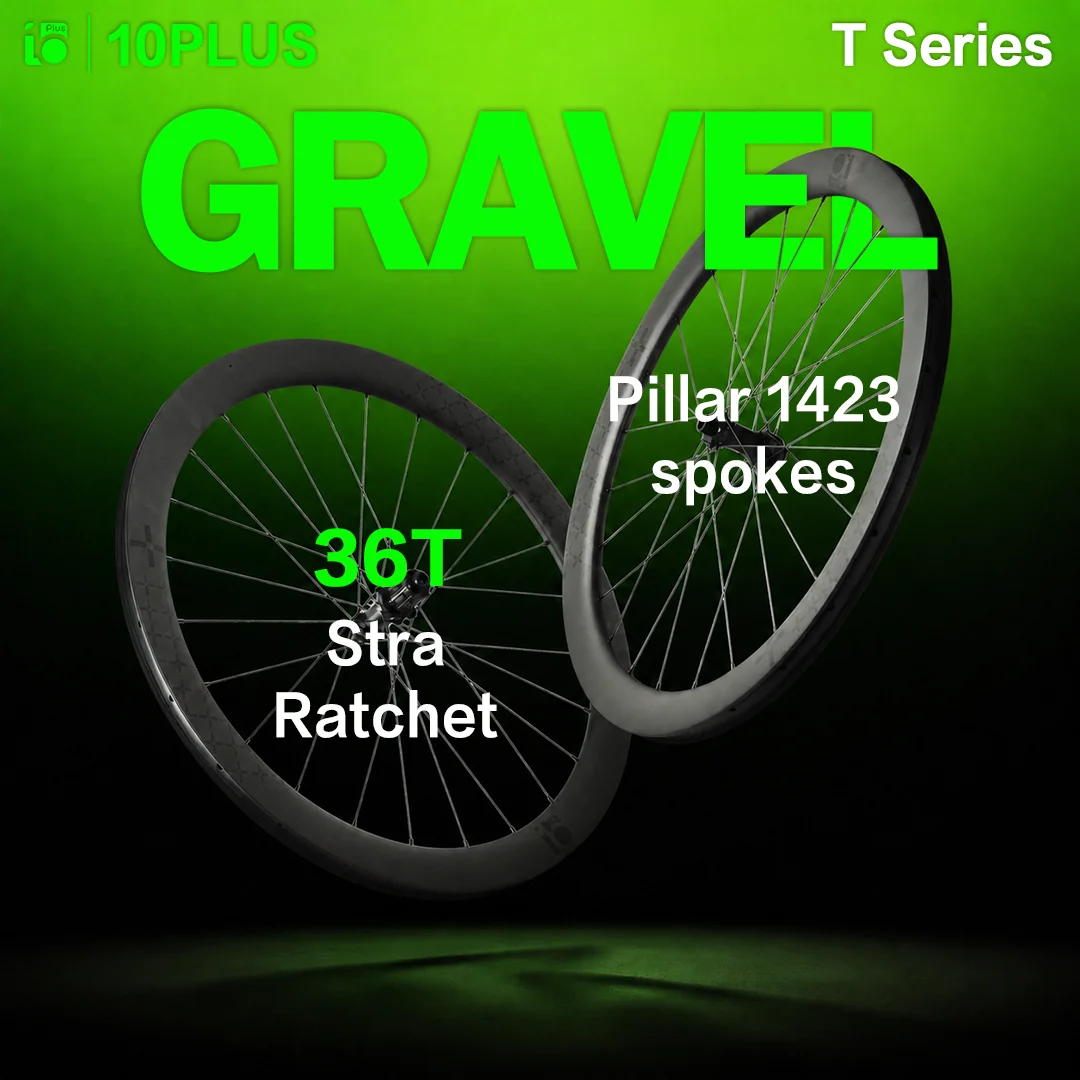 10PLUS 38mm Carbon Gravel Wheelset 700C Disc Brake Tubeless Center Lock 36T Star Ratchet Pillar 1423 Spokes T Series 700C