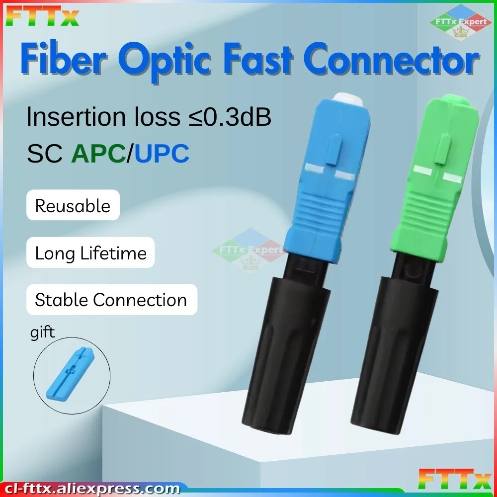 

SC APC Optical Fiber Connector 50pcs SC UPC Single Mode Optic Connector FTTH SM Adapter Free Shipping Fast Conctor