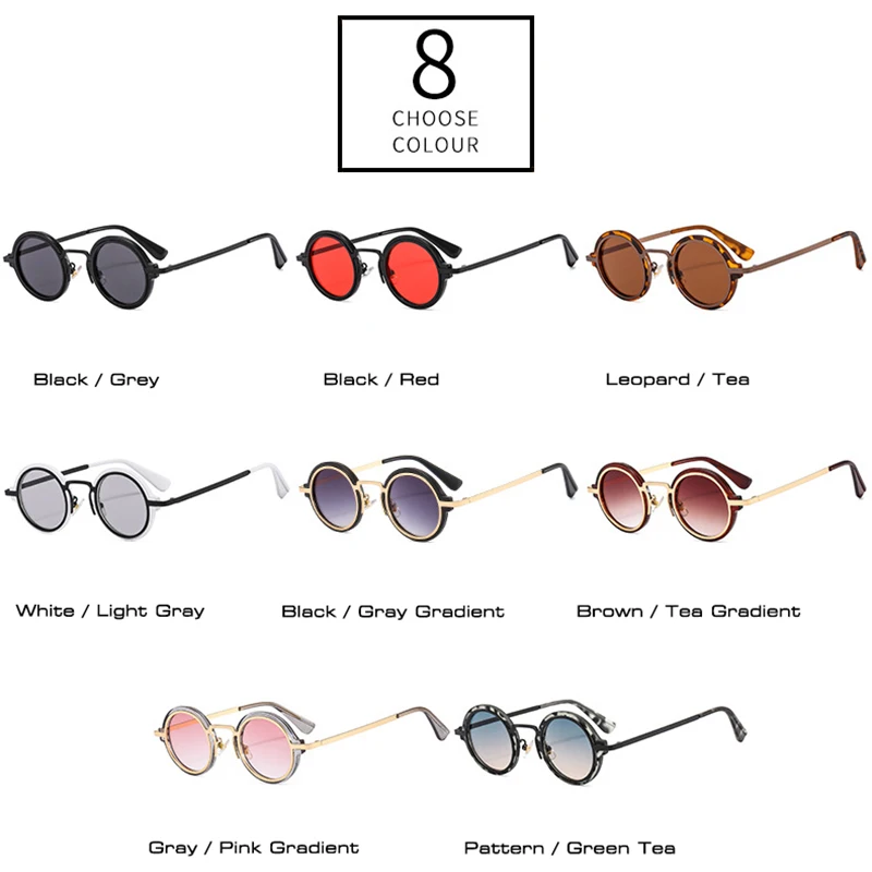 SO&EI Retro Punk Small Round Sunglasses Women Fashion Gradient Shades UV400 Trending Men Sun Glasses