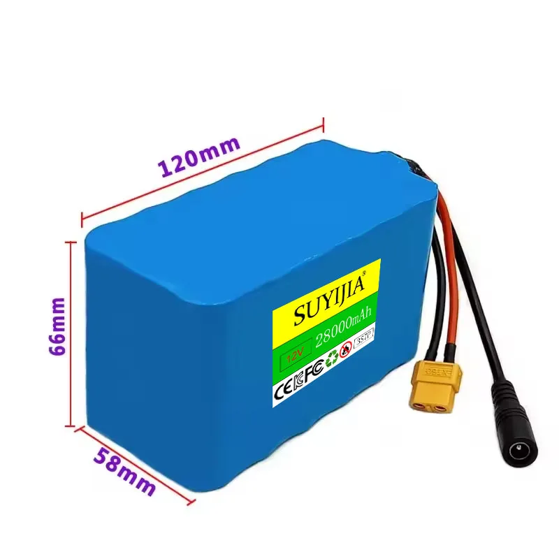 Upgraded 12V 3S7P 28000mAh XT60+DC Plug Rechargeable Lithium Battery Pack For Outdoor Light Surveillance Lawn Lamp Electronics