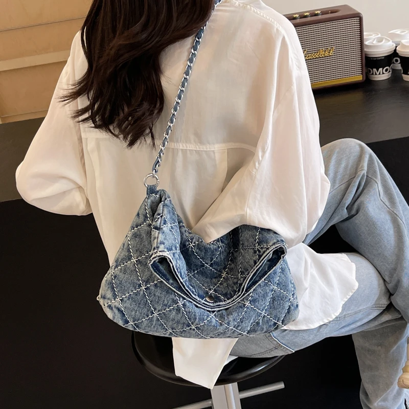 Denim Shoulder Bags Casual Jeans Design Tote Satchel Bag Fashion Big Size Shopping Bag Young Girls High Quality Crossbody Pack