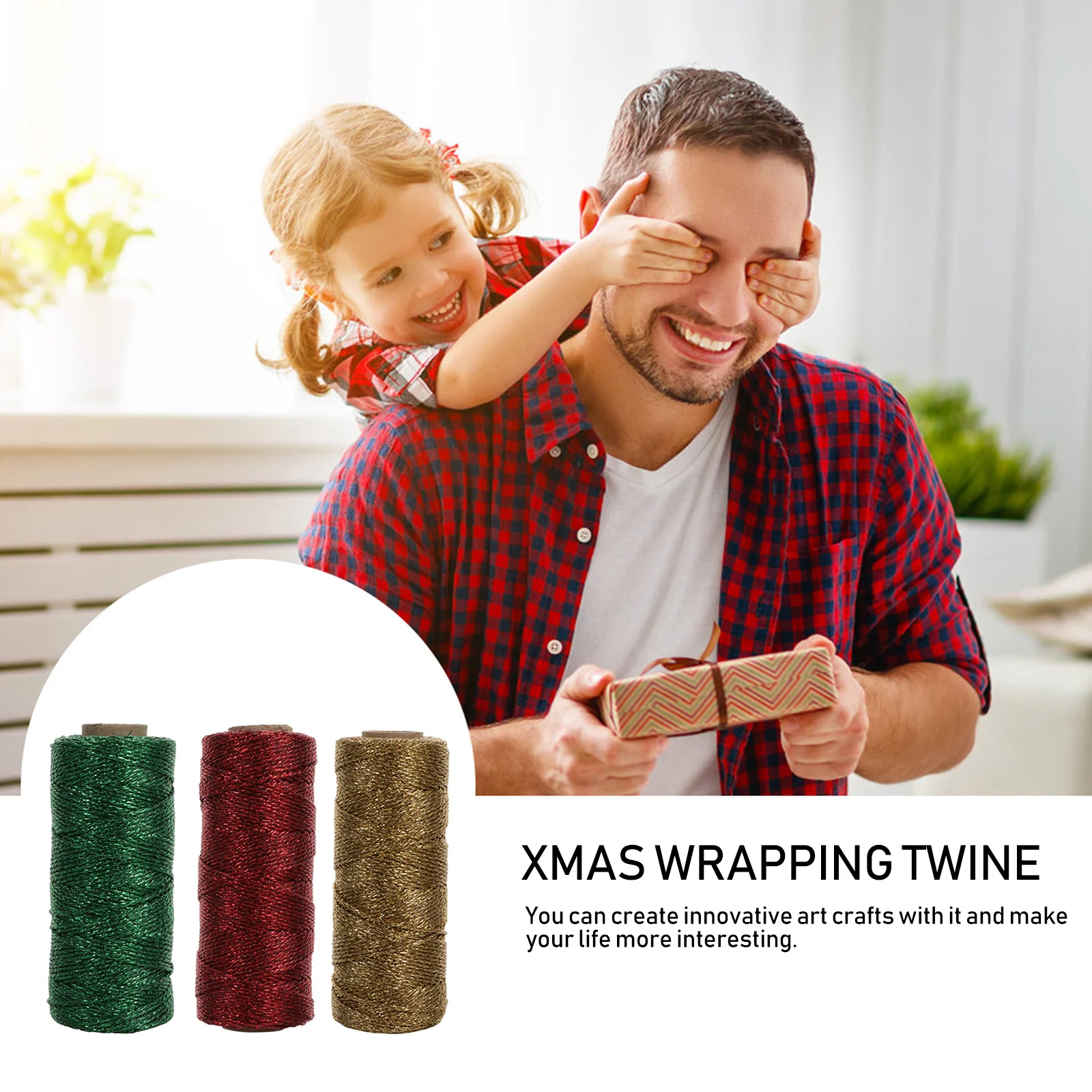 

3pcs Christmas Gift Wrapping Cord Cotton String For Diy Crafts Decorations Xmas Wrapping Twine Holiday Wedding Party Favors