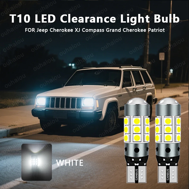 

For Jeep Cherokee XJ Compass Grand Cherokee Patriot LED Clearance Light Bulb Parking Lamp W5W T10 15W Chip XP-E Canbus
