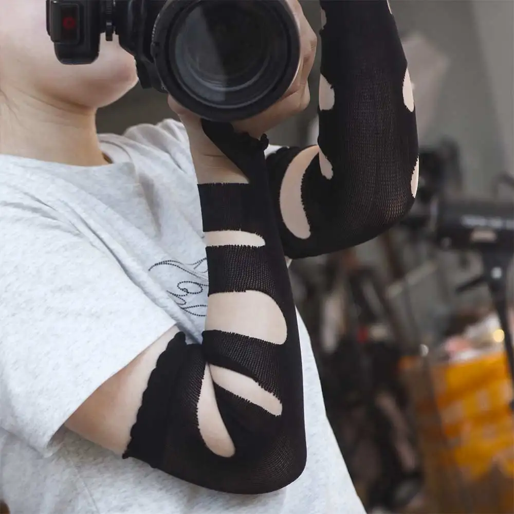 Arm Cover Y2K Strapping Bandage Fingerless Gloves Punk Wrist Cuffs Bandages Arm Sleeves Elastic Subculture Gloves JK