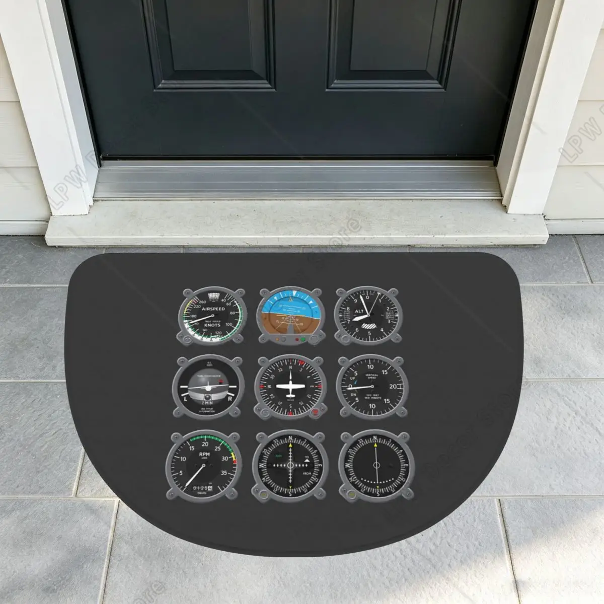 Aircraft Instrumentation Cluster Soft Flannel Half Round Doormat Non Slip Bathroom Mat Absorbent Floor Carpet for Laundry Room